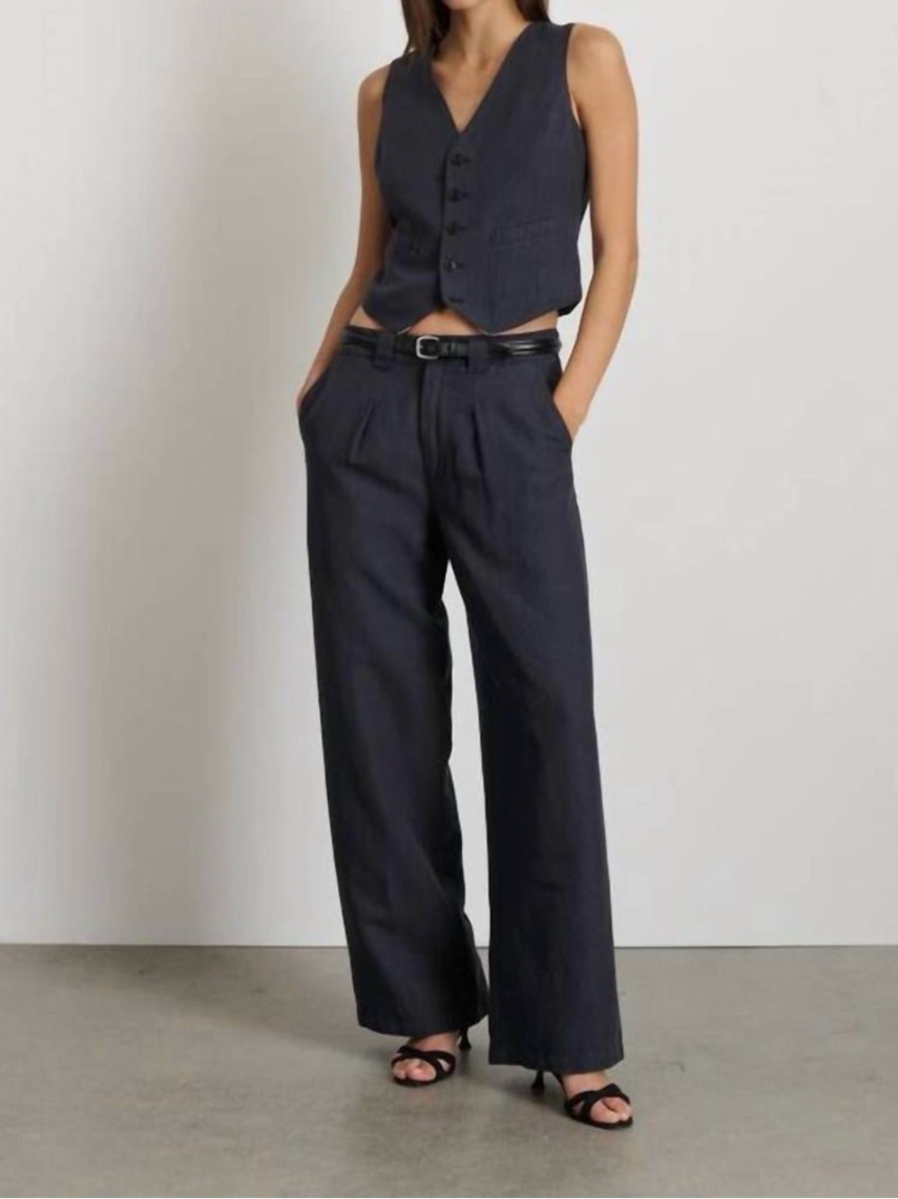Alex Mill Linen Blend Madeline Pleated Trousers Washed Black Size 0